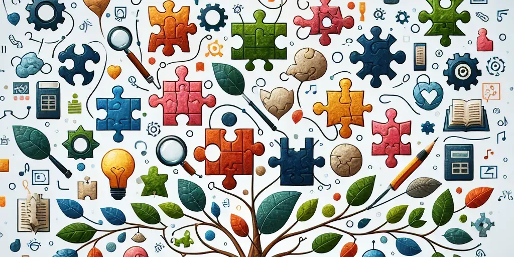 A diverse puzzle tree with learning symbols and seasonal elements, representing why lifelong learning matters.